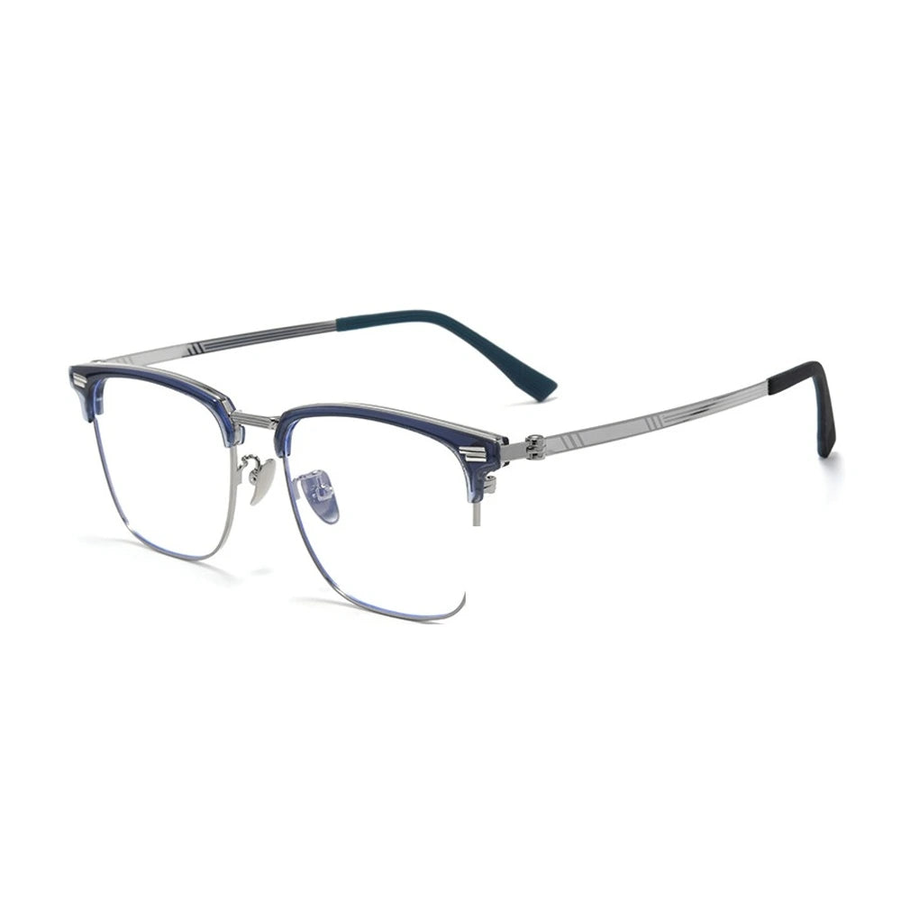 Reven Jate Unisex Full Rim Square Titanium Tr 90 Eyeglasses Clip On Sunglasses 96889 - C2