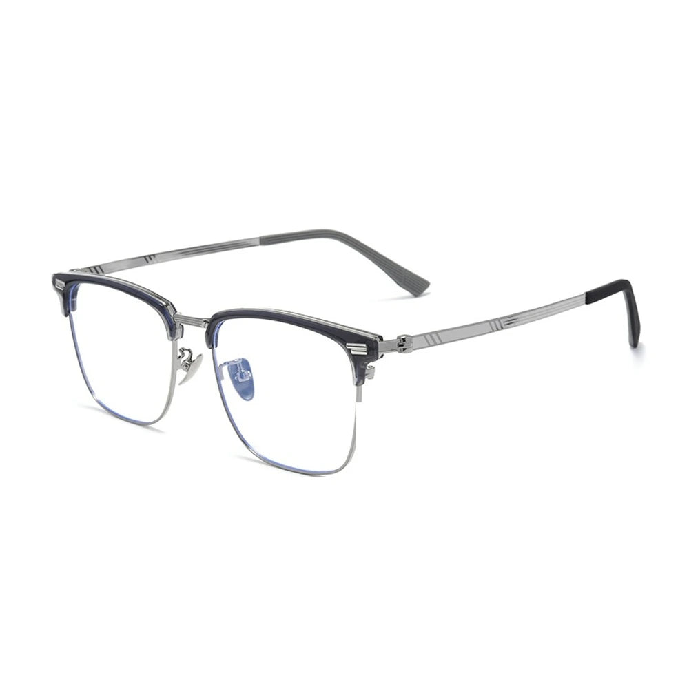 Reven Jate Unisex Full Rim Square Titanium Tr 90 Eyeglasses Clip On Sunglasses 96889 - C3