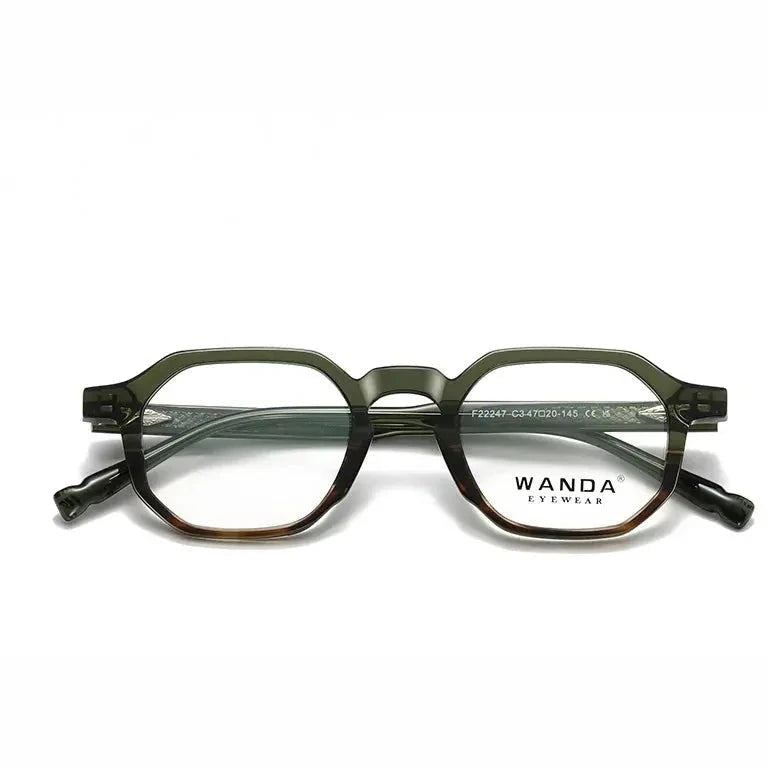 Reven Jate Women's Full Rim Flat Top Oval Tr 90 Alloy Eyeglasses 22247 - C3