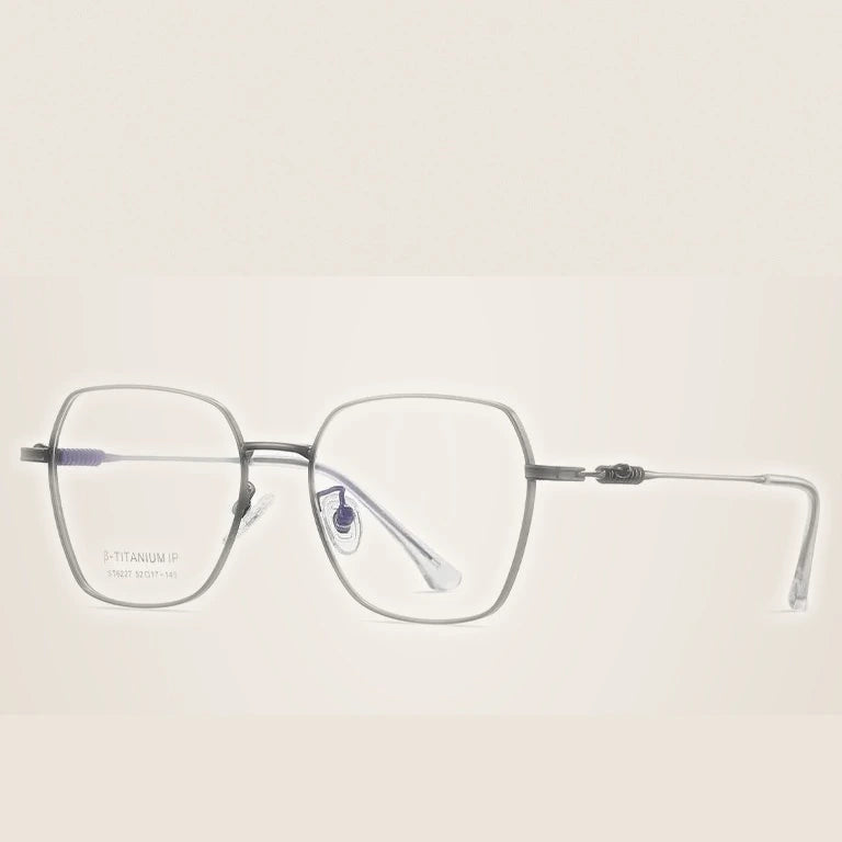 Reven Jate Women's Full Rim Flat Top Polygon Titanium Eyeglasses 6227 - C91