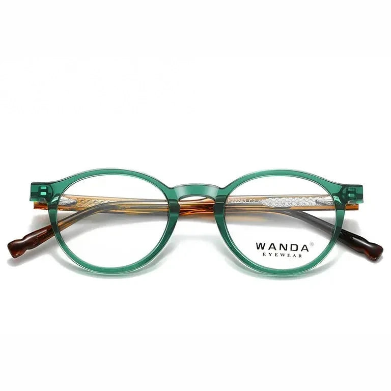 Reven Jate Women's Full Rim Round Acetate Alloy Eyeglasses 22243 - C2