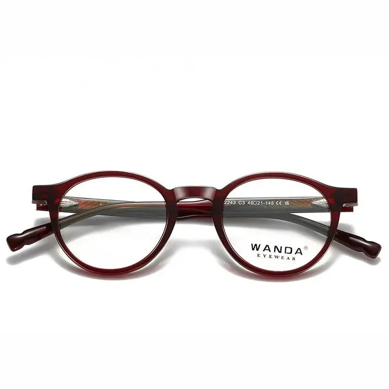 Reven Jate Women's Full Rim Round Acetate Alloy Eyeglasses 22243 - C3