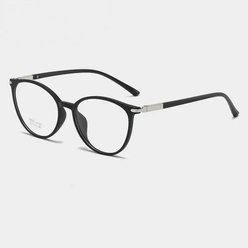 Reven Jate Women's Full Rim Round Tr 90 Eyeglasses 8123 - matt black