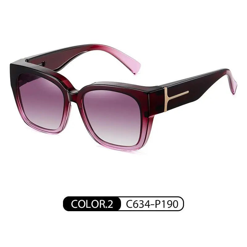 Reven Jate Unisex Full Rim Square Tr 90 Polarized Cover Sunglasses 7511 - purple