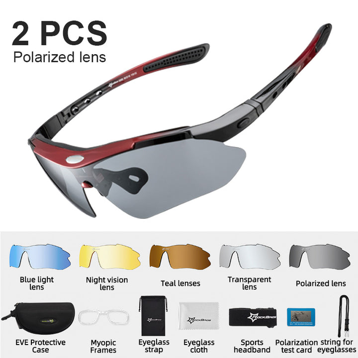 Rockbros Unisex Full Rim Rectangle Acetate Polarized Cycling Sunglasses 1000 - 10001 with 2sets
