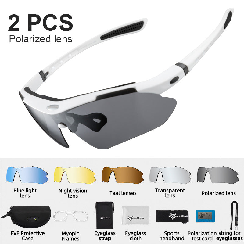 Rockbros Unisex Full Rim Rectangle Acetate Polarized Cycling Sunglasses 1000 - 10002 with 2sets