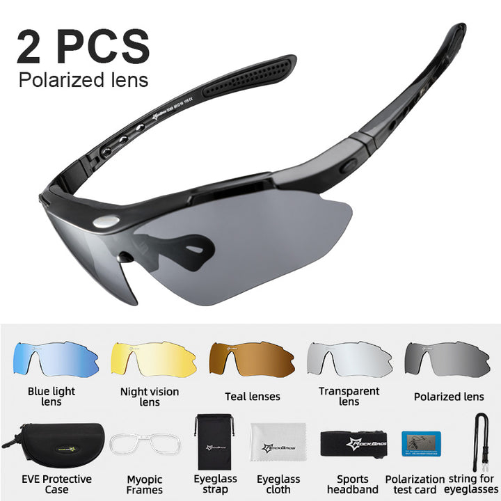 Rockbros Unisex Full Rim Rectangle Acetate Polarized Cycling Sunglasses 1000 - 10003 with 2sets