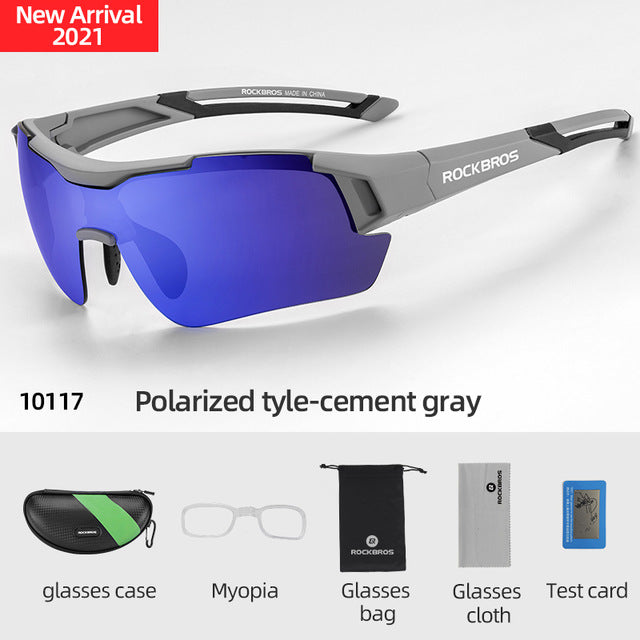 Rockbros Unisex Full Rim Rectangle Acetate Polarized Cycling Sunglasses 1000 - 10117