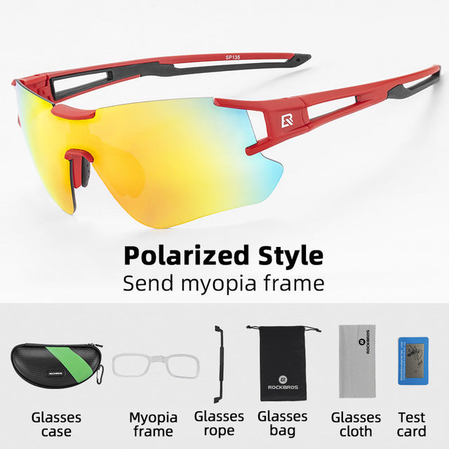 Rockbros Unisex Full Rim Rectangle Acetate Polarized Cycling Sunglasses 1000 - 10128