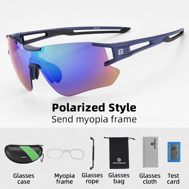 Rockbros Unisex Full Rim Rectangle Acetate Polarized Cycling Sunglasses 1000 - 10129