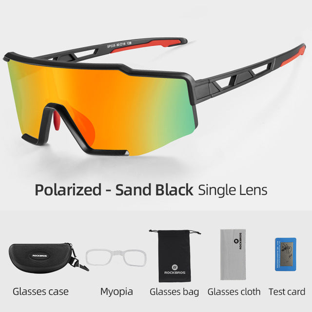 Rockbros Unisex Full Rim Rectangle Acetate Polarized Cycling Sunglasses 1000 - SP225BK