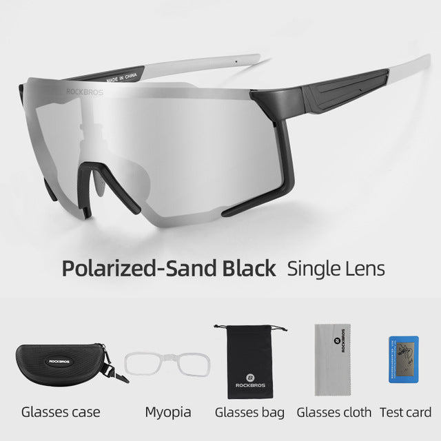 Rockbros Unisex Full Rim Rectangle Acetate Polarized Cycling Sunglasses 1000 - SP22BK