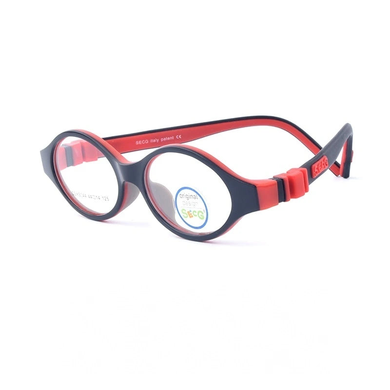 Secg Unisex Children's Full Rim Oval Silicone Tr 90 Eyeglasses 216044 - C3 BLACK RED