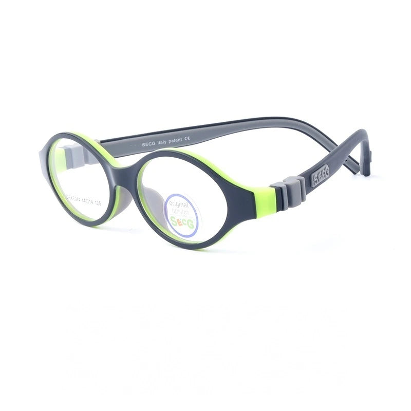 Secg Unisex Children's Full Rim Oval Silicone Tr 90 Eyeglasses 216044 - C31 BLACK GREEN