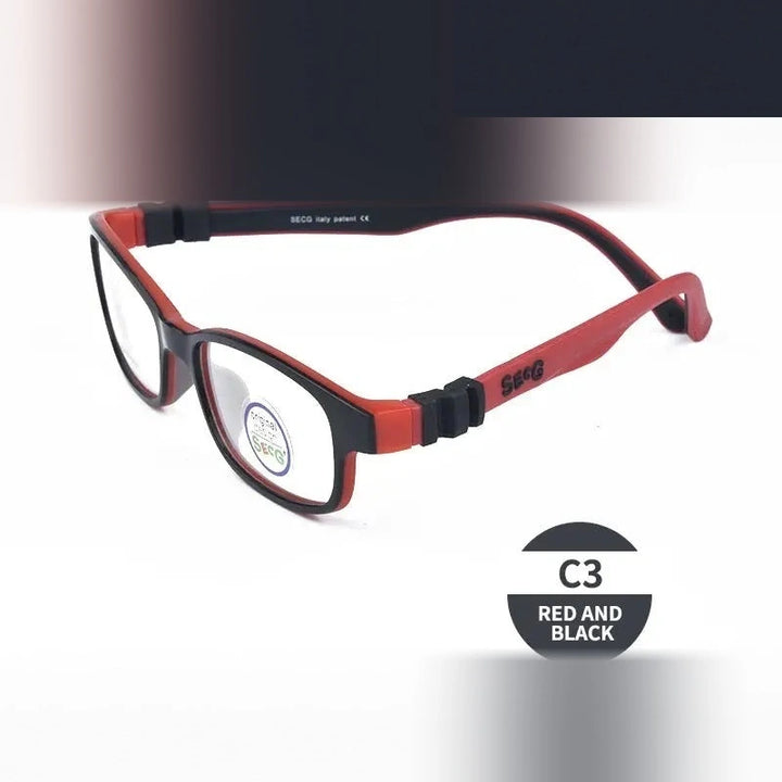 Secg Unisex Youth Full Rim Square Tr 90 Silicone Eyeglasses 3018 - c3