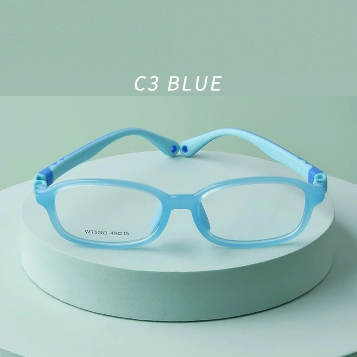 Secg Unisex Youth Full Rim Square Tr 90 Silicone Eyeglasses 5083 - C3 BLUE
