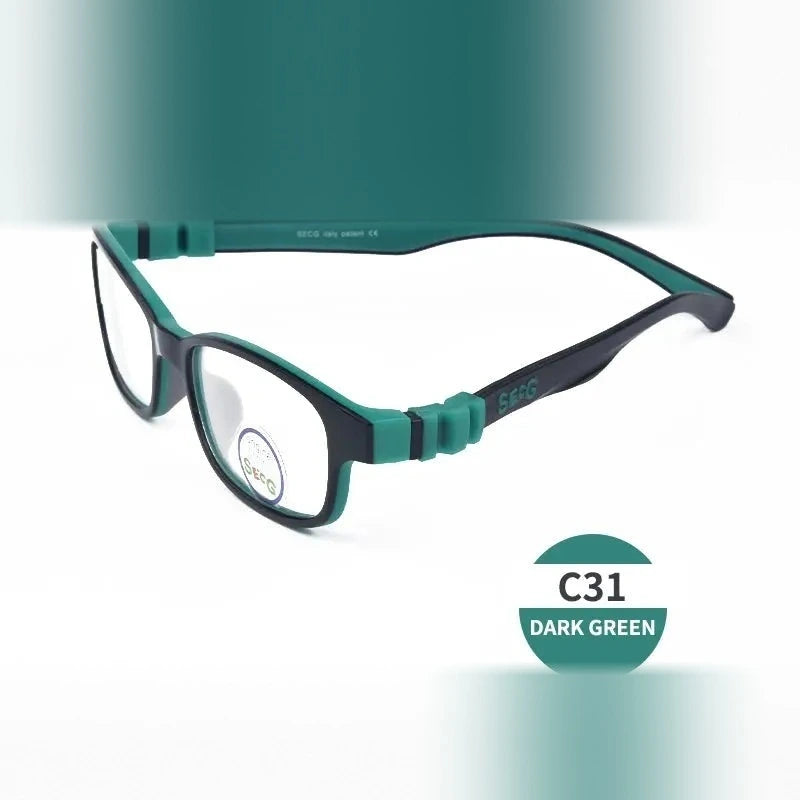 Secg Unisex Youth Full Rim Square Tr 90 Silicone Eyeglasses 3018 - C31