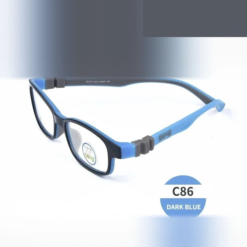 Secg Unisex Youth Full Rim Square Tr 90 Silicone Eyeglasses 3018 - C86