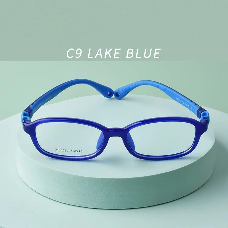 Secg Unisex Youth Full Rim Square Tr 90 Silicone Eyeglasses 5083 - C9 LAKE BLUE