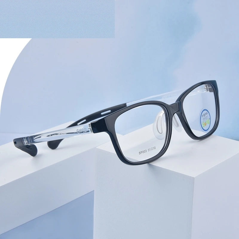 Secg Unisex Youth's Full Rim Square Tr 90 Silicone Eyeglasses 19163 - C1