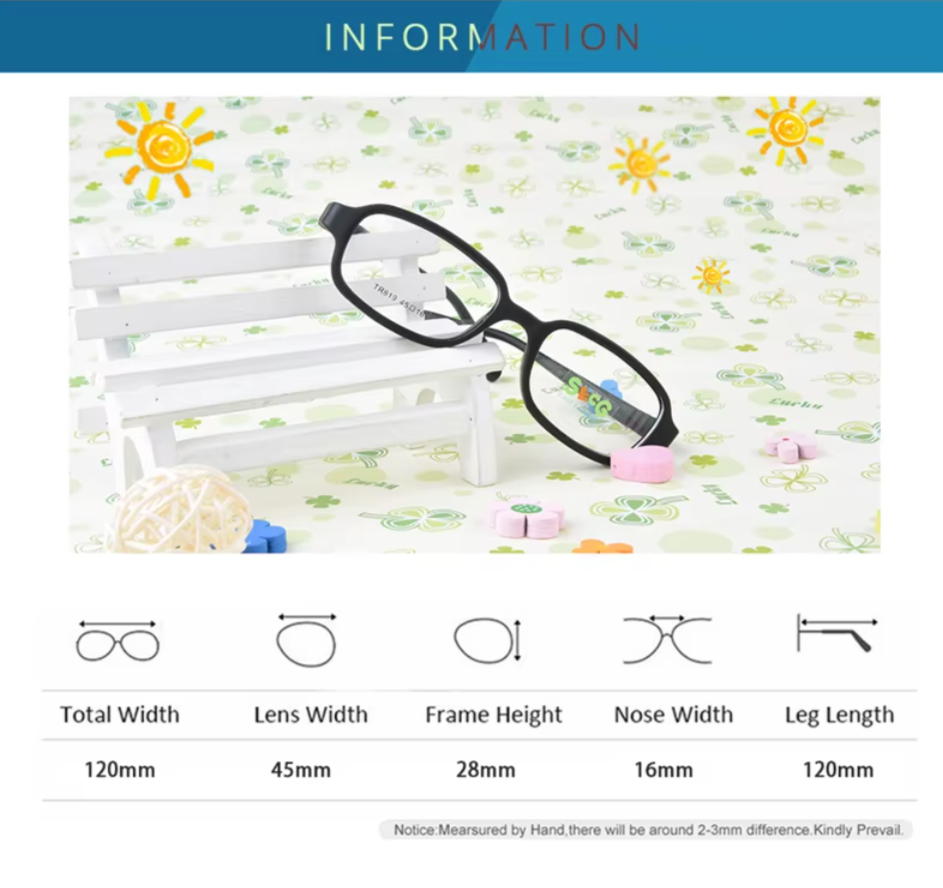 Secgs Unisex Childrens Full Rim Rectangle Tr 90 Titanium Eyeglasses Tr819 — view 7 | Secg at FuzWeb