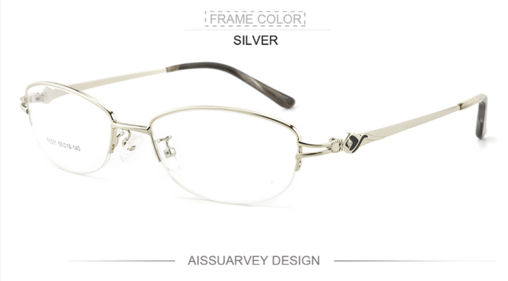 Aissuarvey Women's Semi Rim Alloy Frame Eyeglasses Asf6001 Semi Rim Aissuarvey Eyeglasses Silver  