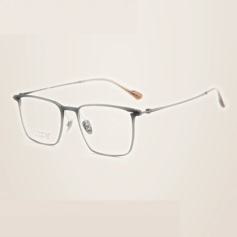 Summer Flower Men's Full Rim Square Titanium Eyeglasses 616253 - Black