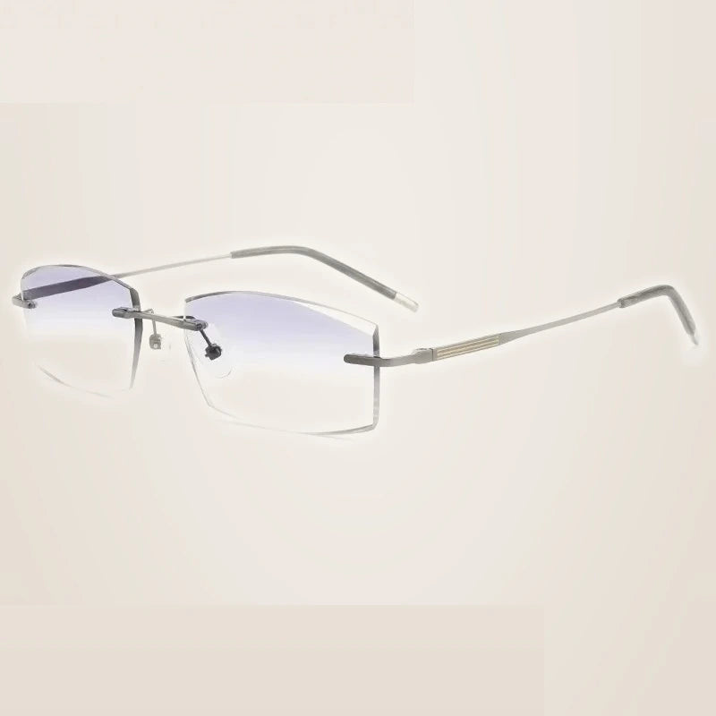 Summer Flower Men's Rimless Square Titanium Eyeglasses 369012 - Gray-Gray