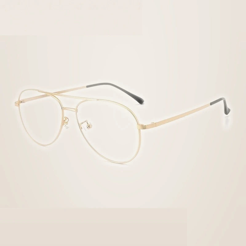 Summer Flower Unisex Full Rim Oval Double Bridge Titanium Eyeglasses 612194 - Gold