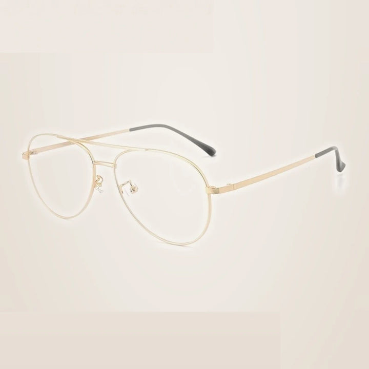 Summer Flower Unisex Full Rim Oval Double Bridge Titanium Eyeglasses 612194 - Gold