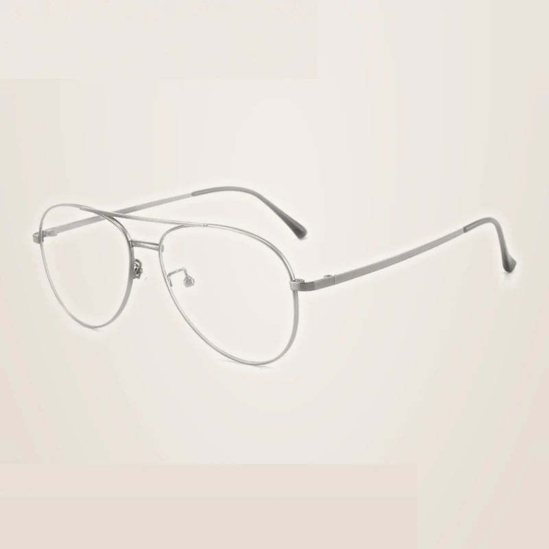 Summer Flower Unisex Full Rim Oval Double Bridge Titanium Eyeglasses 612194 - Gray