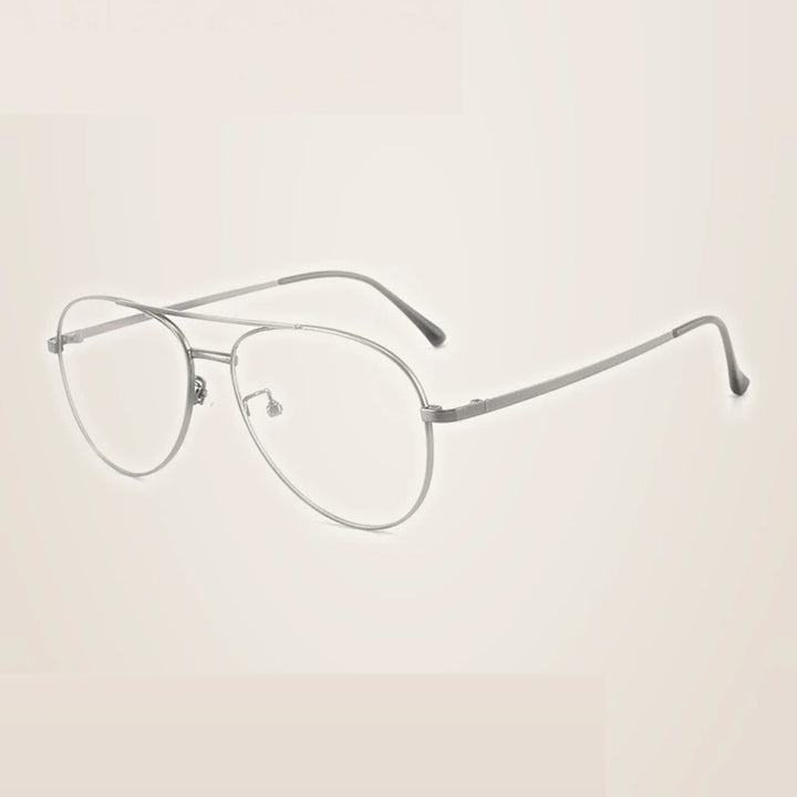 Summer Flower Unisex Full Rim Oval Double Bridge Titanium Eyeglasses 612194 - Gray