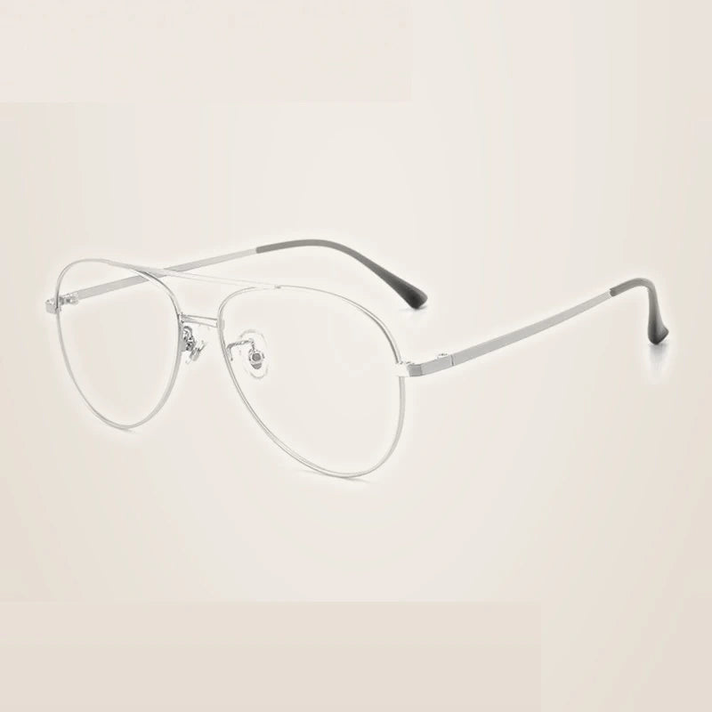 Summer Flower Unisex Full Rim Oval Double Bridge Titanium Eyeglasses 612194 - Silver