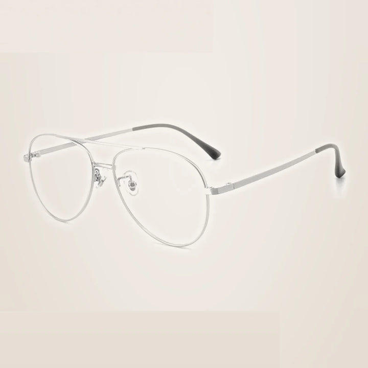 Summer Flower Unisex Full Rim Oval Double Bridge Titanium Eyeglasses 612194 - Silver