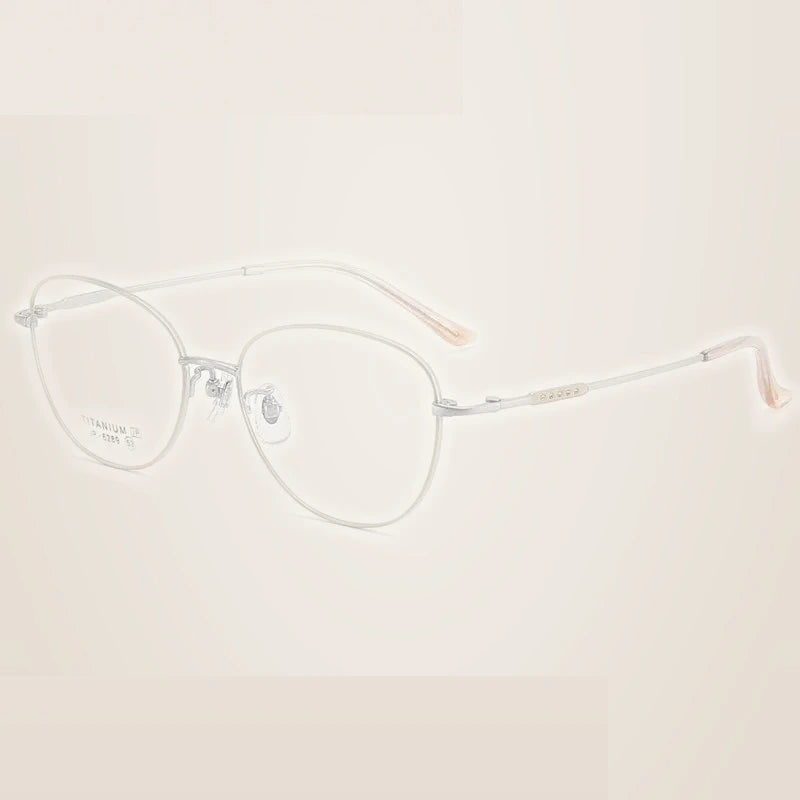 Summer Flower Unisex Full Rim Oval Square Titanium Eyeglasses 616289 - Almond
