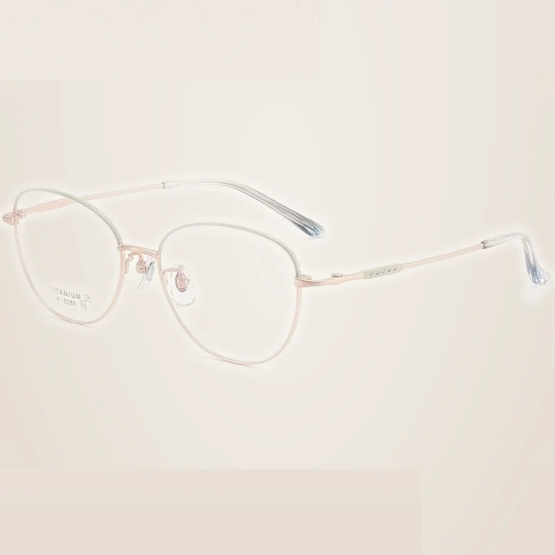 Summer Flower Unisex Full Rim Oval Square Titanium Eyeglasses 616289 - Green Gold
