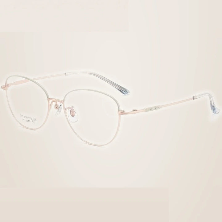 Summer Flower Unisex Full Rim Oval Square Titanium Eyeglasses 616289 - Green Gold