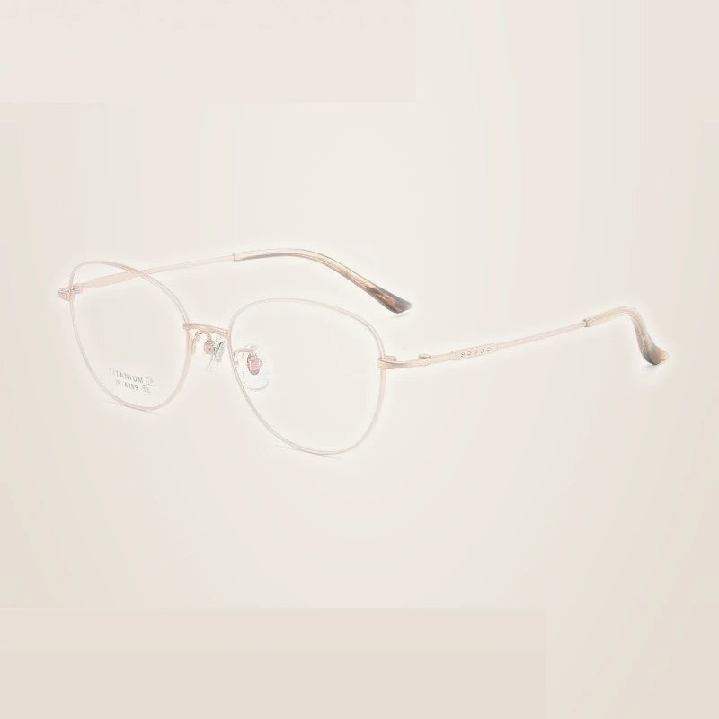 Summer Flower Unisex Full Rim Oval Square Titanium Eyeglasses 616289 - Rose Gold
