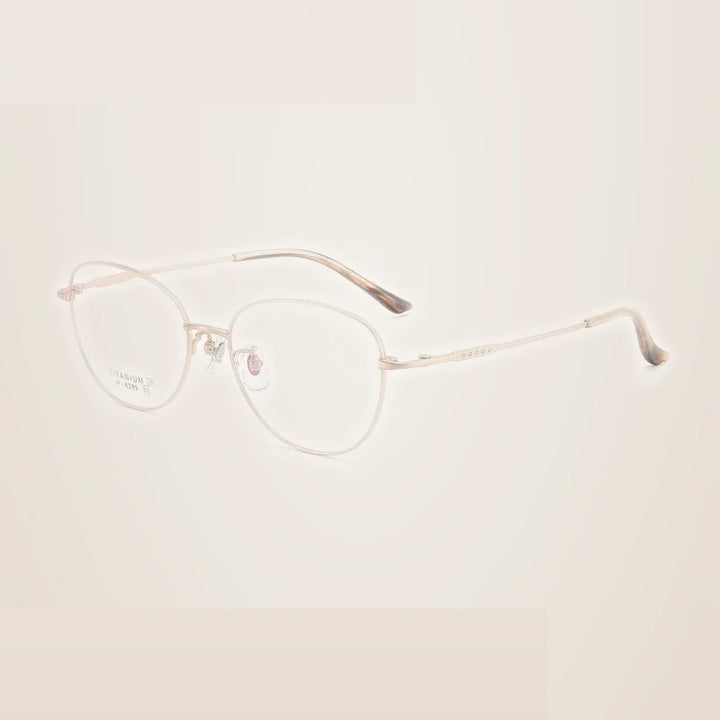 Summer Flower Unisex Full Rim Oval Square Titanium Eyeglasses 616289 - Rose Gold