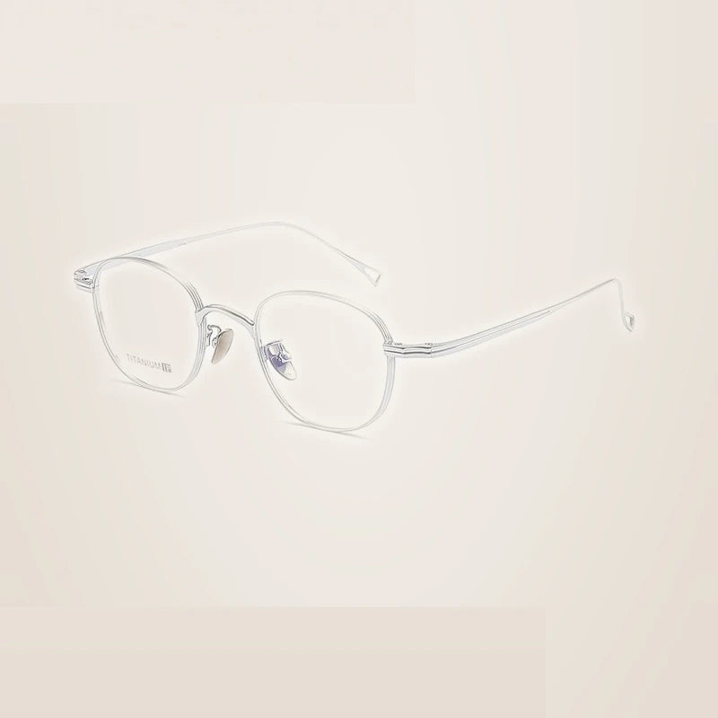 Summer Flower Unisex Full Rim Oval Square Titanium Eyeglasses 88055 - Silver