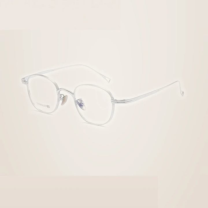 Summer Flower Unisex Full Rim Oval Square Titanium Eyeglasses 88055 - Silver