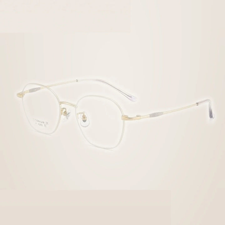 Summer Flower Unisex Full Rim Polygon Square Titanium Eyeglasses 616292 - Almond