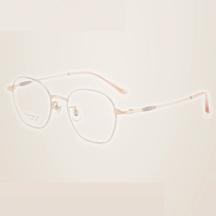 Summer Flower Unisex Full Rim Polygon Square Titanium Eyeglasses 616292 - Pink
