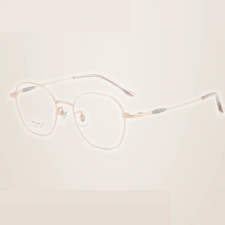 Summer Flower Unisex Full Rim Polygon Square Titanium Eyeglasses 616292 - Rose Gold