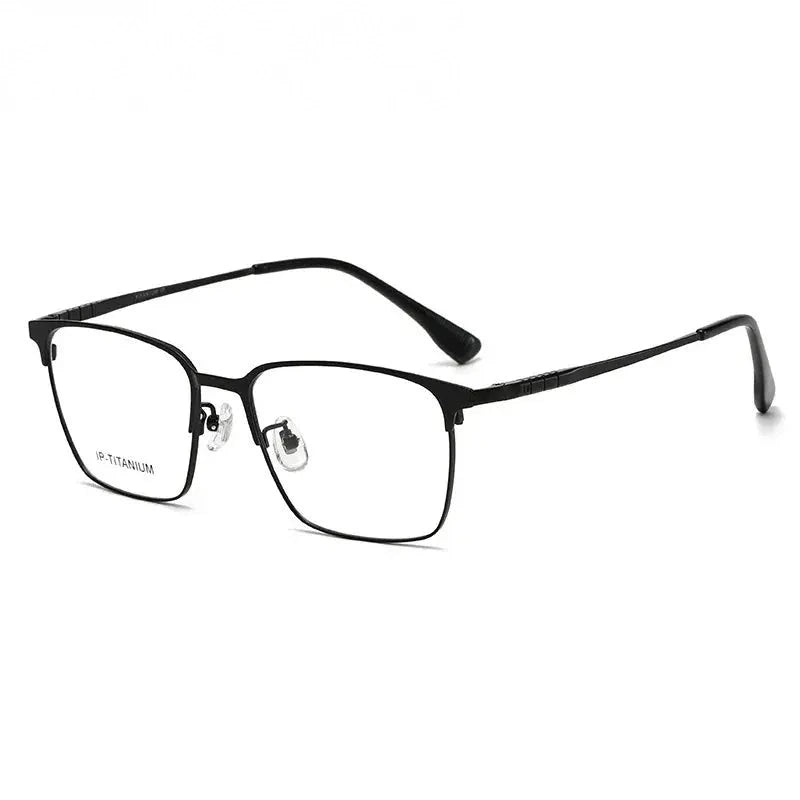 Summer Flower Unisex Full Rim Square Titanium Acetate Eyeglasses 98601 - Black