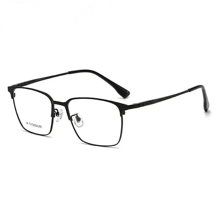Summer Flower Unisex Full Rim Square Titanium Acetate Eyeglasses 98601 - Black