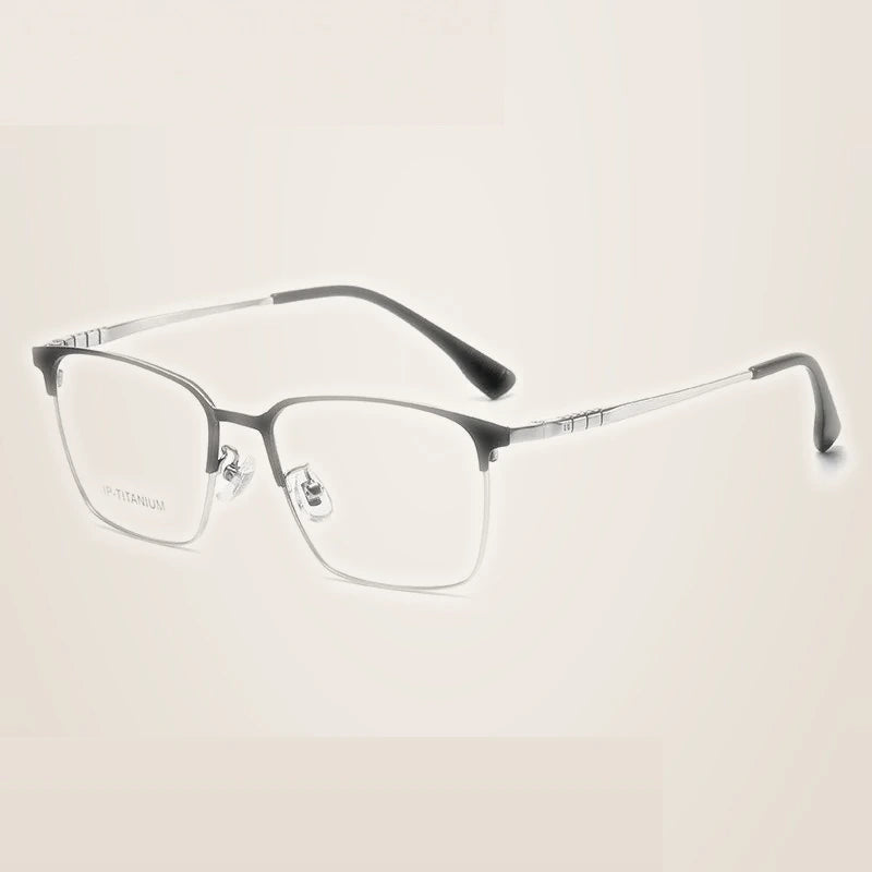 Summer Flower Unisex Full Rim Square Titanium Acetate Eyeglasses 98601 - Black Silver