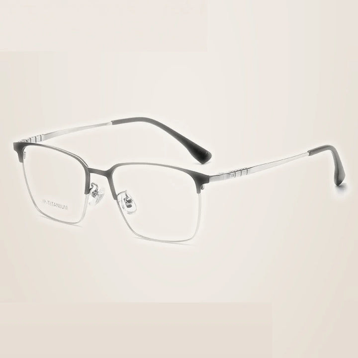 Summer Flower Unisex Full Rim Square Titanium Acetate Eyeglasses 98601 - Black Silver