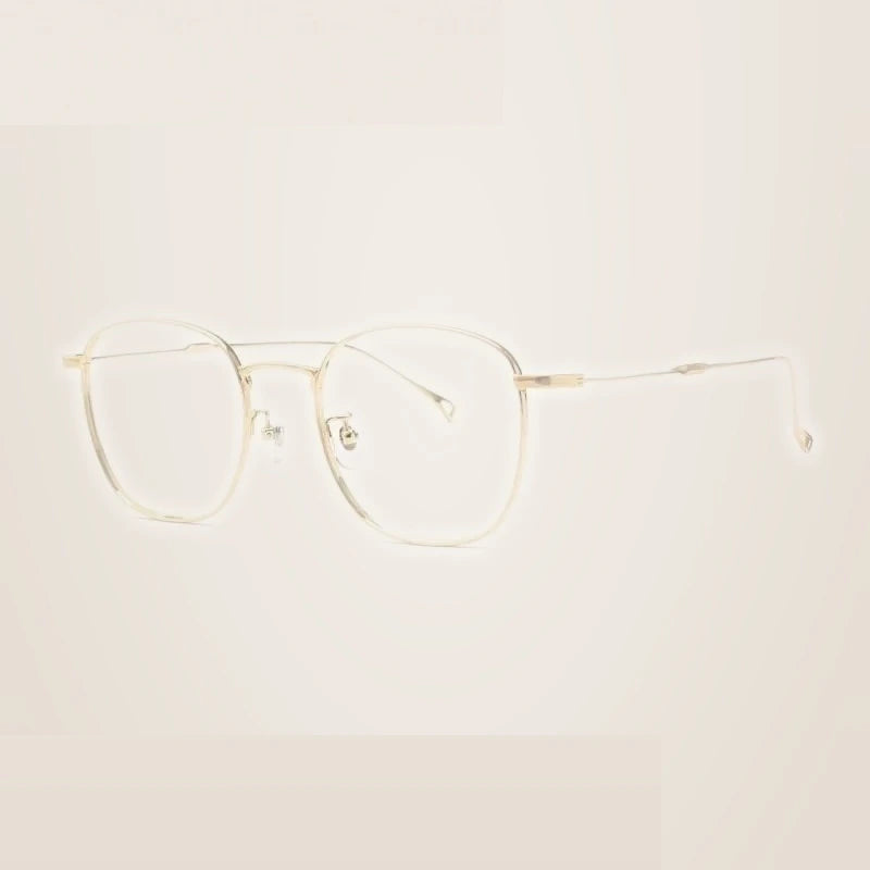 Summer Flower Unisex Full Rim Square Titanium Eyeglasses 686247 - Gold