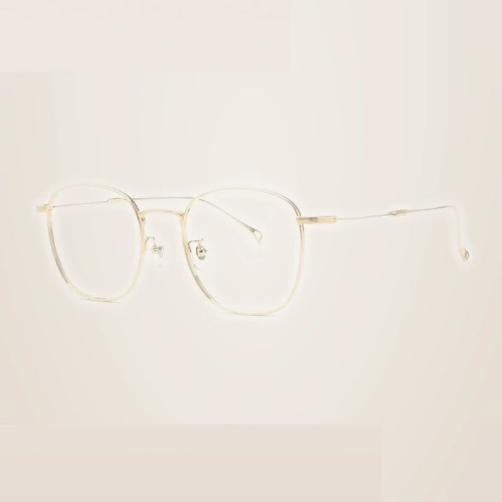 Summer Flower Unisex Full Rim Square Titanium Eyeglasses 686247 - Gold